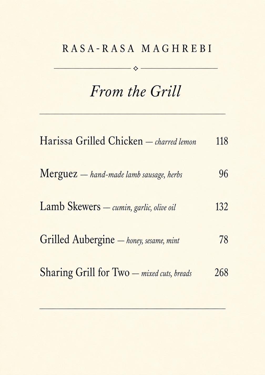 Menu Page 03 — From the Grill